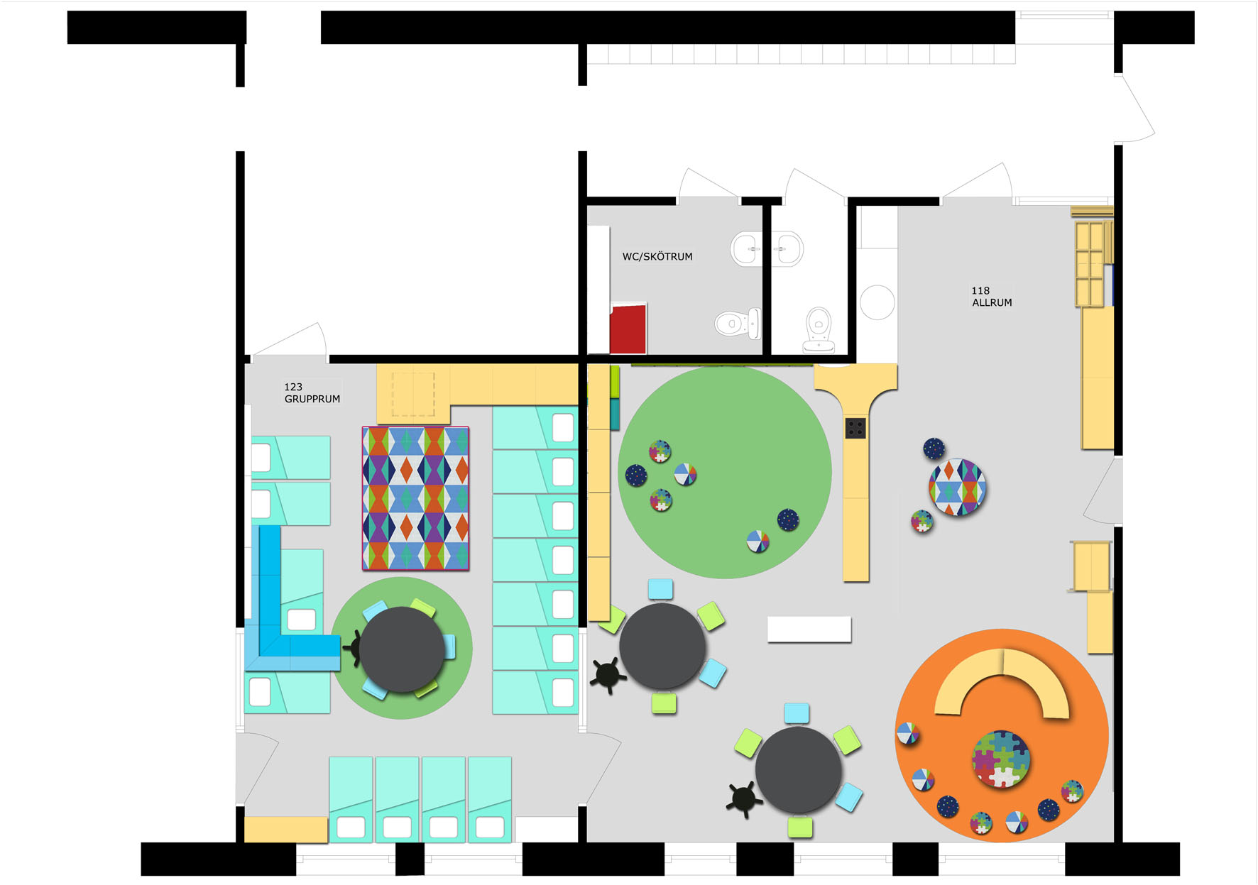 Floorplan for pre-school, by Marta Florensa