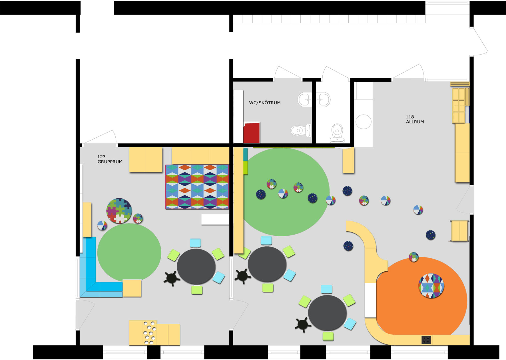 Floorplan for pre-school, by Marta Florensa